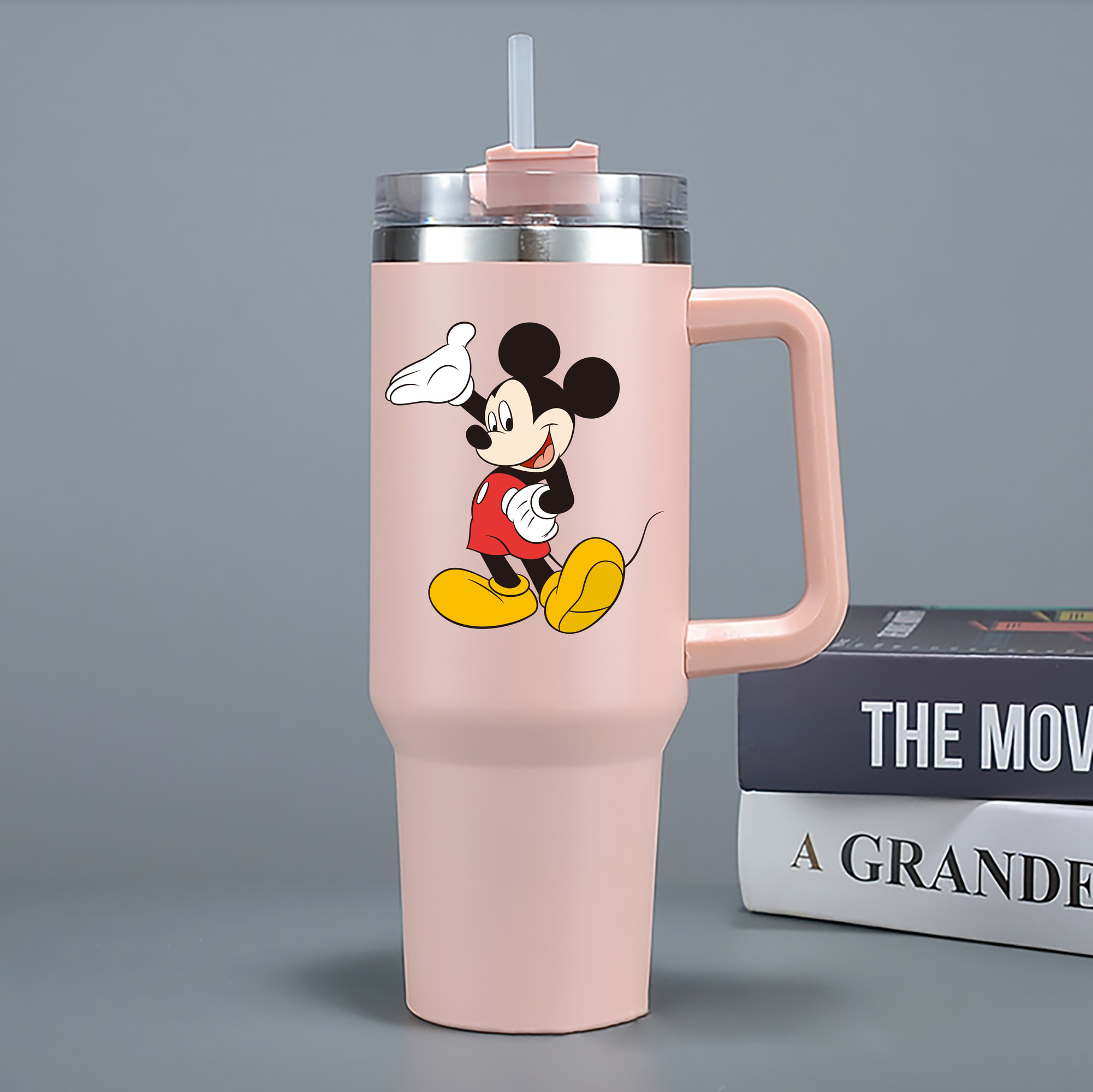 （画像用） ミッキーマウス Mickey Mouse 1200mL車用タンブラー - クリスタルステッカー（プラスチックストロー付き）